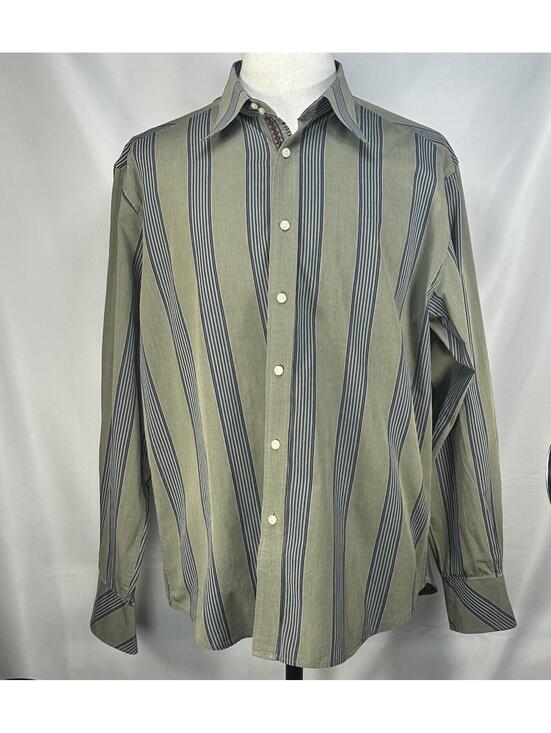 Robert Graham Other - Robert Graham Cotton Blue Striped Button Up Green Mens 2XL